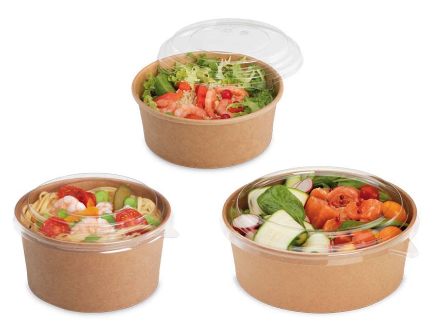 Salatbowls aus Kraftkarton mit Salat
